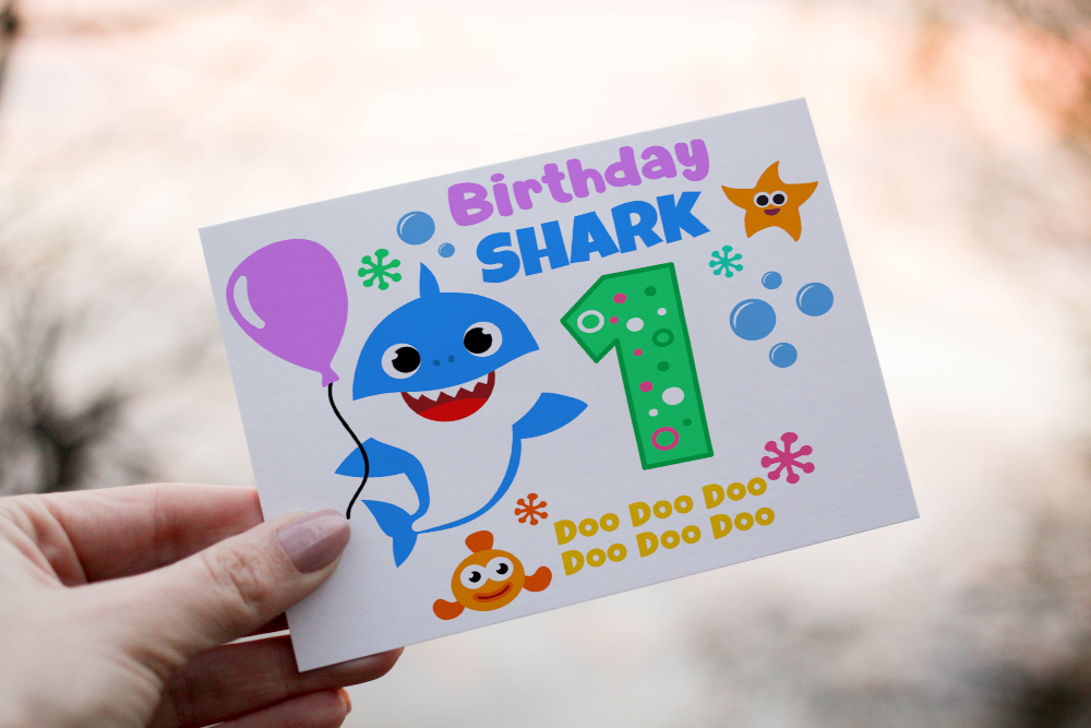 Baby Shark Birthday Card, Card for Child, Birthday Shark Card - Click Image to Close